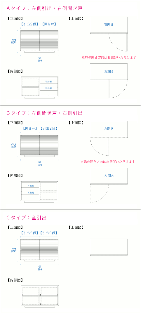 風雅チェスト収納部オーダーパターン