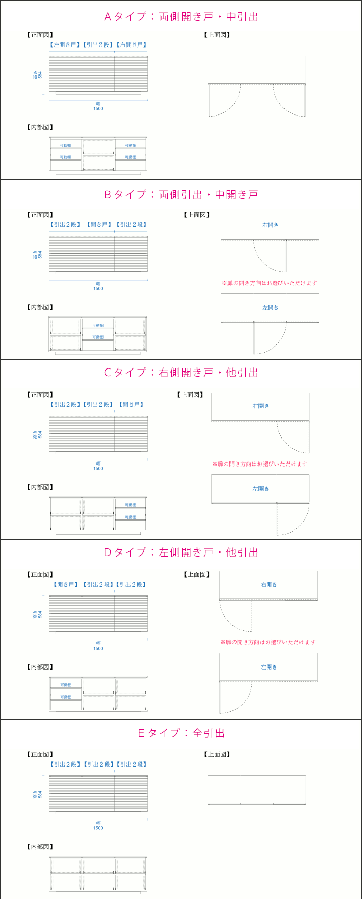 風雅チェスト収納部オーダーパターン