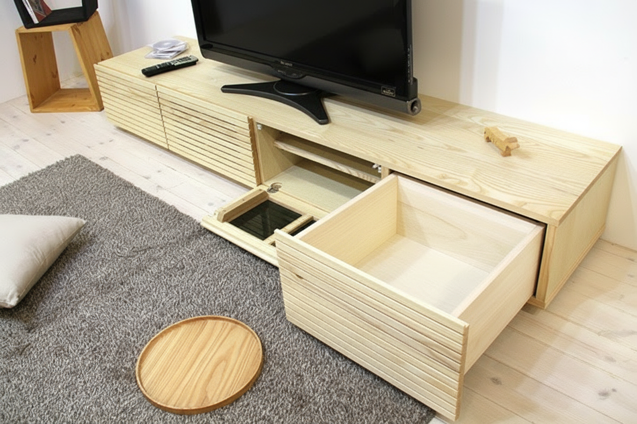 天然木・無垢を使ったテレビ台・テレビボード 風雅  2000mm ホワイトアッシュ イメージ1
