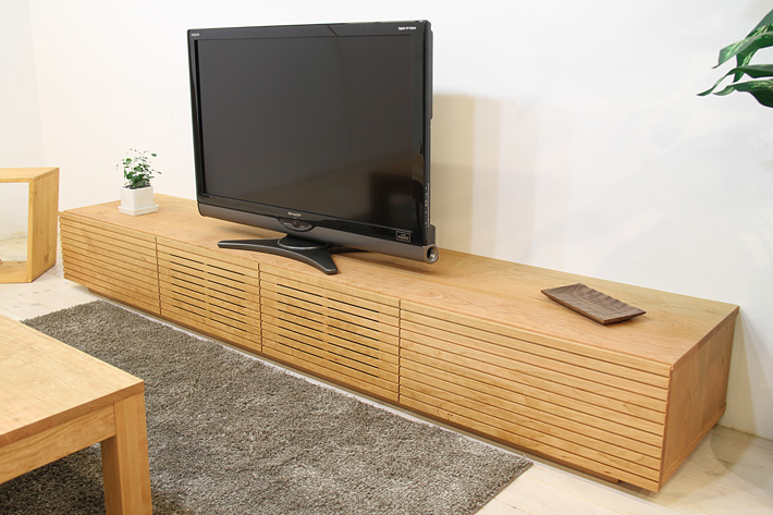 天然木・無垢を使ったテレビ台・テレビボード 風雅  ブラックチェリー 幅2200mm 