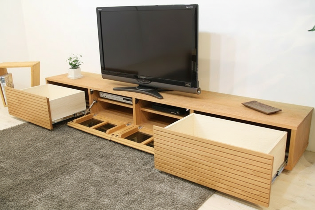 天然木・無垢を使ったテレビ台・テレビボード 風雅  2200mm ブラックチェリー イメージ1