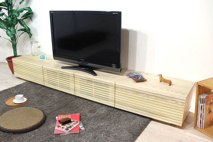 天然木・無垢を使ったテレビ台・テレビボード 風雅 ホワイトアッシュ 幅2200mm