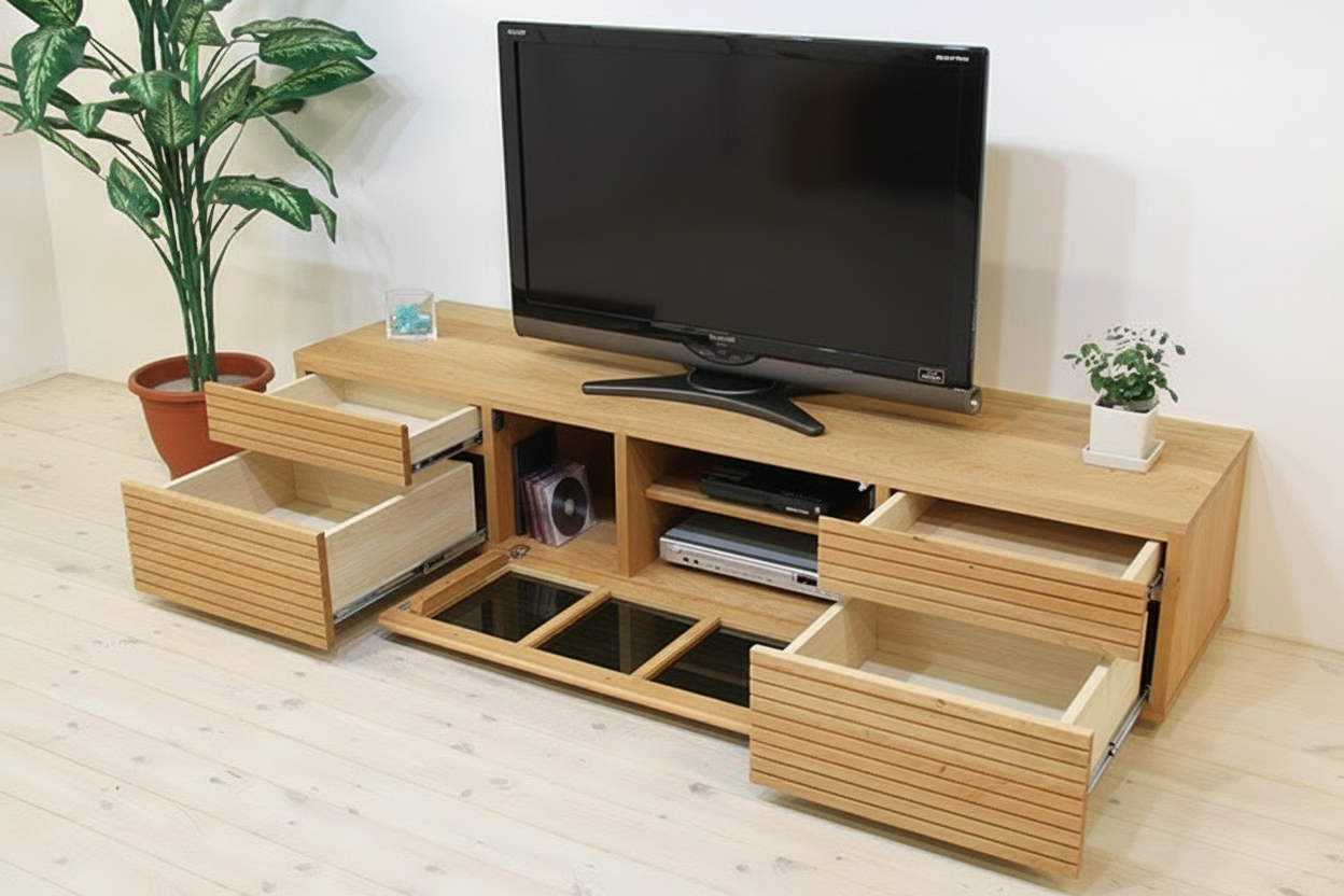 天然木・無垢を使ったテレビ台・テレビボード 風雅  -タイプ2 1800mm ブラックチェリー イメージ2