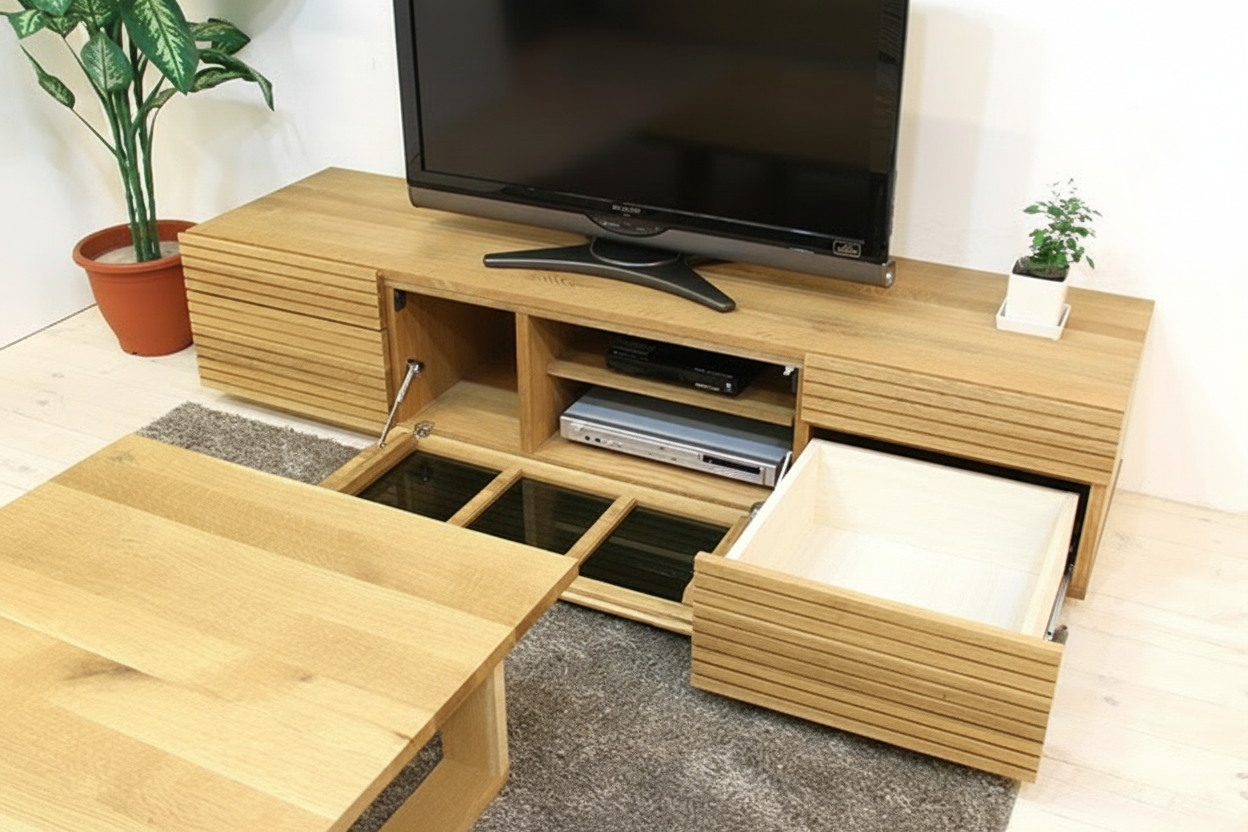 天然木・無垢を使ったテレビ台・テレビボード 風雅  -タイプ2 1800mm ホワイトオーク イメージ2
