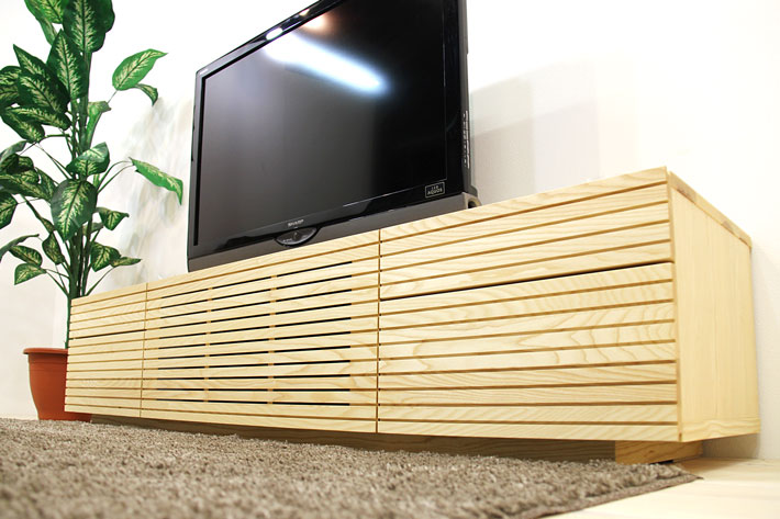 天然木・無垢を使ったテレビ台・テレビボード 風雅  ホワイトアッシュ 幅1800mm 