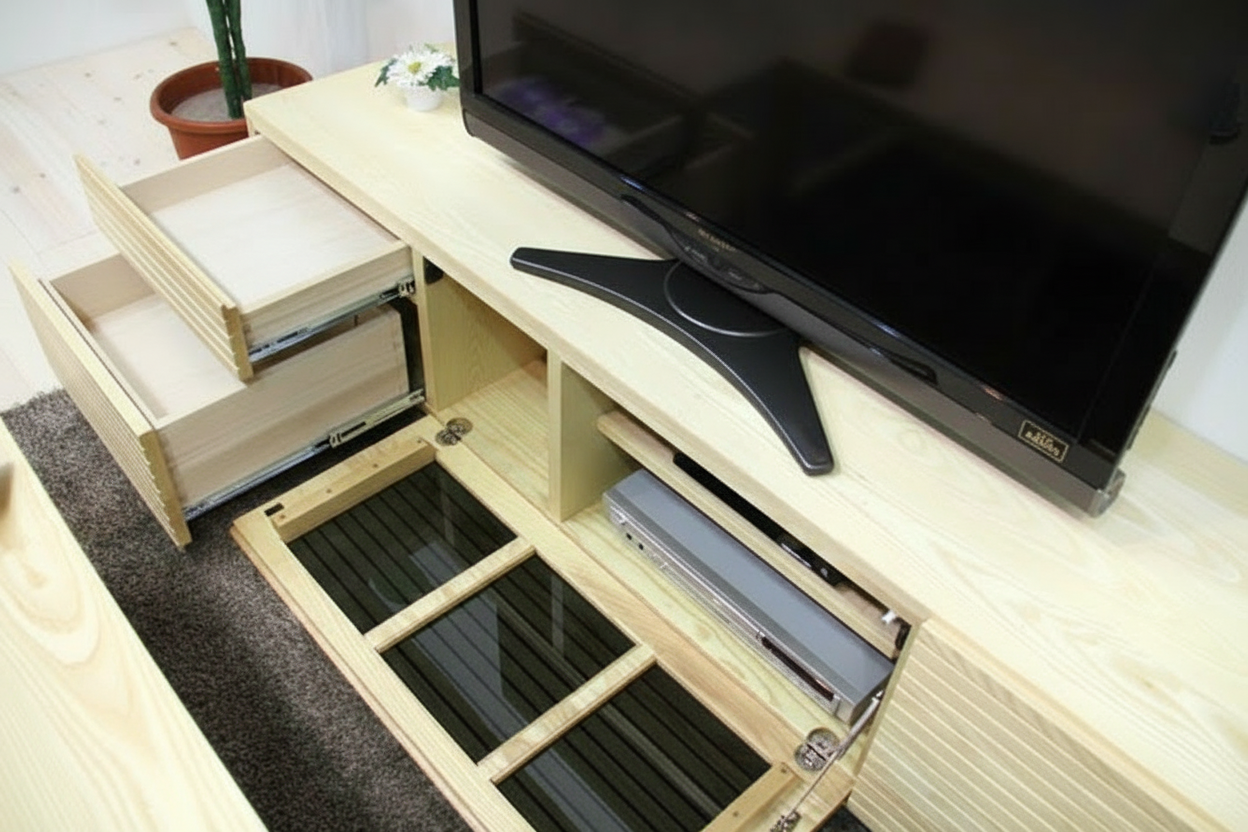 天然木・無垢を使ったテレビ台・テレビボード 風雅  -タイプ2 1800mm ホワイトアッシュ イメージ2