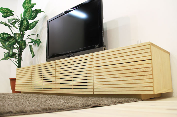 天然木・無垢を使ったテレビ台・テレビボード 風雅  ホワイトアッシュ 幅2000mm 