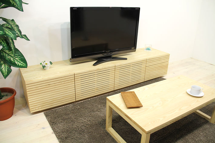天然木・無垢を使ったテレビ台・テレビボード 風雅  -タイプ2 2000mm ホワイトアッシュ イメージ1