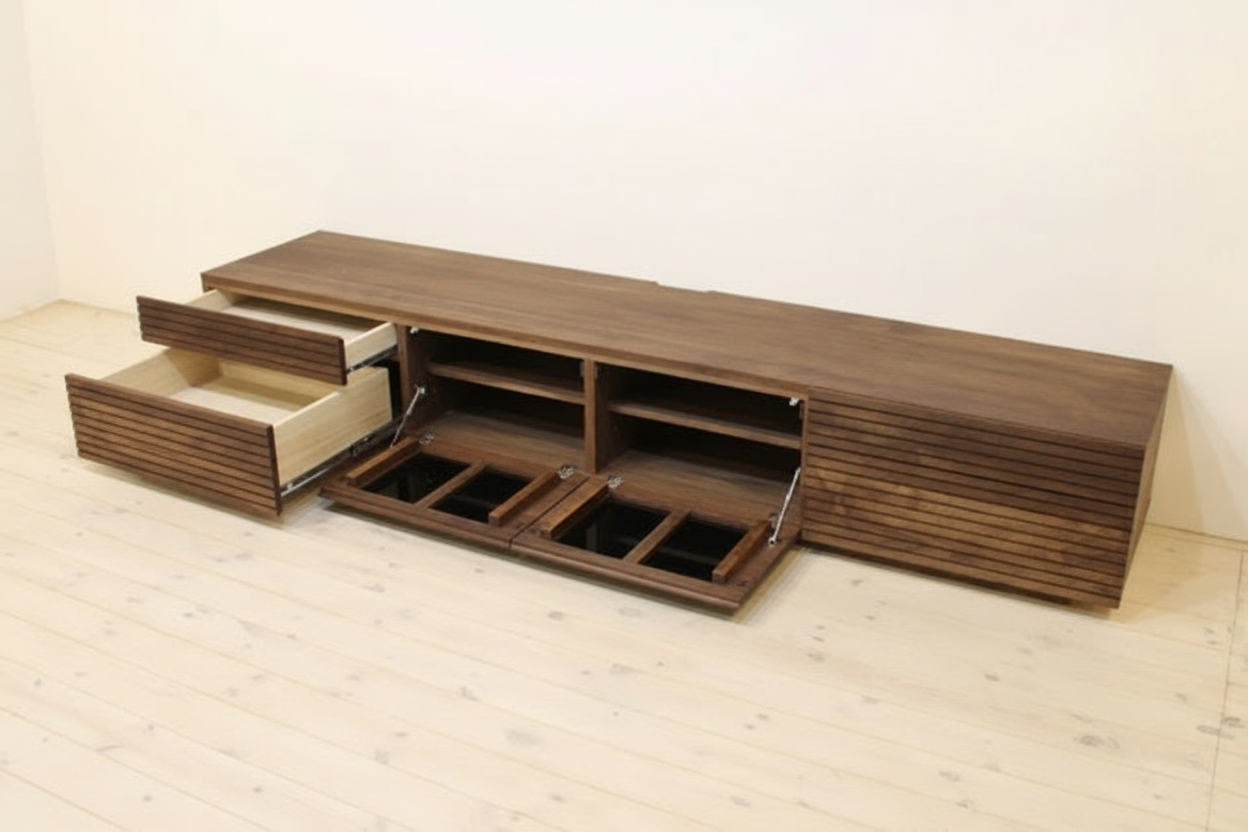 天然木・無垢を使ったテレビ台・テレビボード 風雅  -タイプ2 2200mm ウォールナット／ウォルナット イメージ2