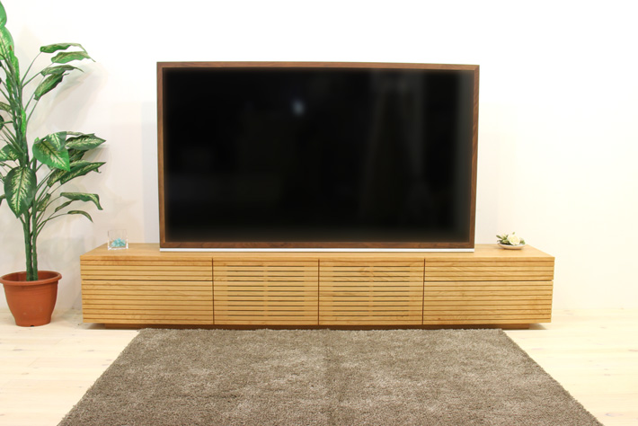 天然木・無垢を使ったテレビ台・テレビボード 風雅  -タイプ2 ブラックチェリー 幅2700mm 