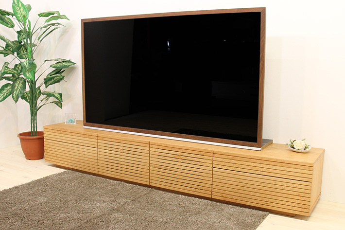 天然木・無垢を使ったテレビ台・テレビボード 風雅  -タイプ2 2700mm ブラックチェリー イメージ1