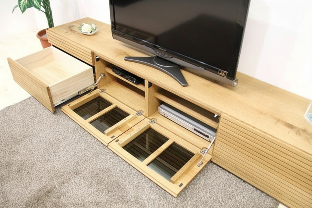 天然木・無垢を使ったテレビ台・テレビボード 風雅  -タイプ2 2200mm ホワイトオーク イメージ2