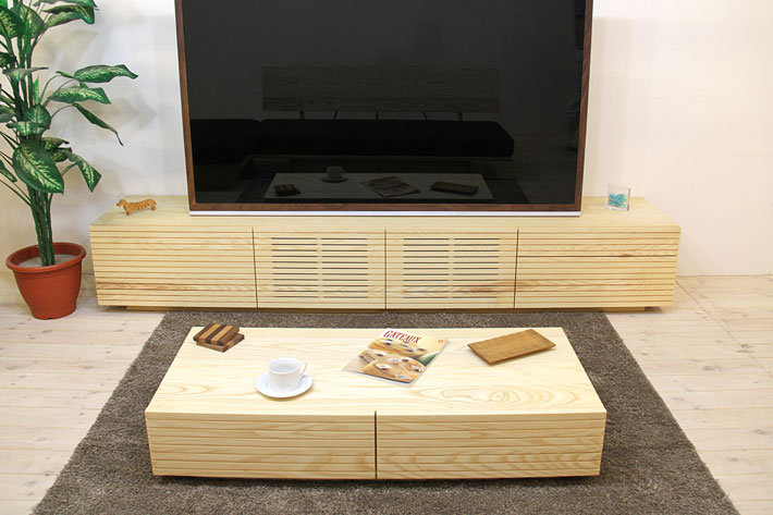 天然木・無垢を使ったテレビ台・テレビボード 風雅  -タイプ2 3000mm ホワイトアッシュ イメージ1
