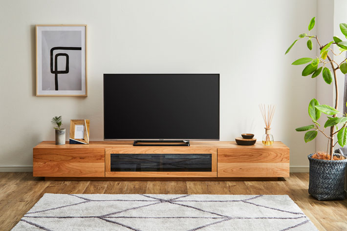 凛 テレビ台・テレビボード ブラックチェリー 幅2400mm 