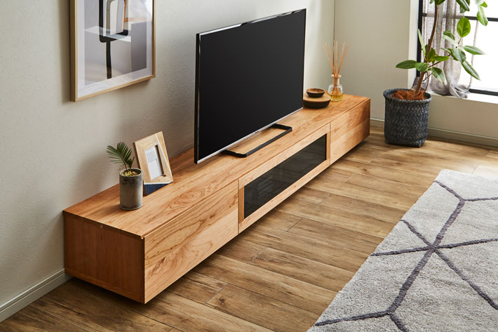凛 テレビ台・テレビボード ブラックチェリー 幅2400mm 