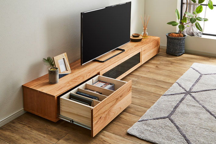 凛 テレビ台・テレビボード ブラックチェリー 幅2400mm 