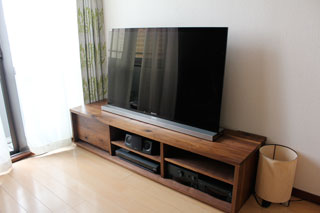 天然木、無垢のテレビ台-彩美ウォールナットW1500-1