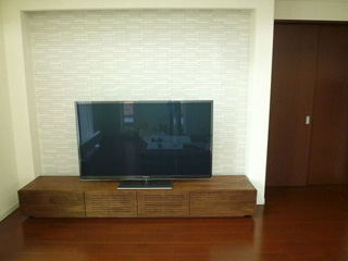 天然木・無垢のテレビ台-風雅W2400ウォールナット1