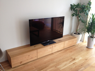 天然木・無垢のテレビ台-W2400-ホワイトオーク-風雅2