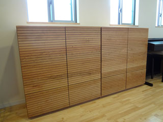 天然木/無垢のサイドキャビネット-幅98-ブラックチェリー-風雅