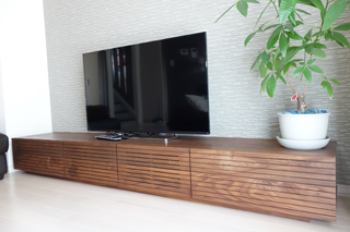 ウォールナット-無垢のテレビボード-幅2400-風雅2