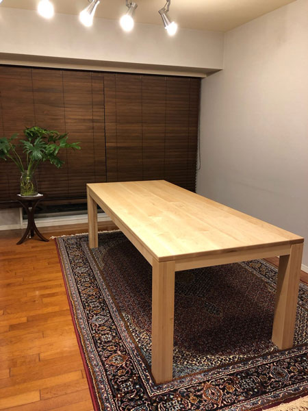 幅2200mm メープル ダイニングテーブル 引き出し8杯1