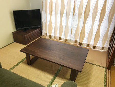 オーダー風雅テレビボード幅800mmと彩美センターテーブル1000mm ウォールナット