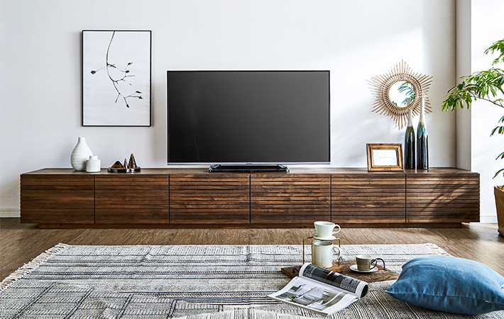 天然木・無垢の大型テレビボード風雅タイプウォールナット幅3000mm
