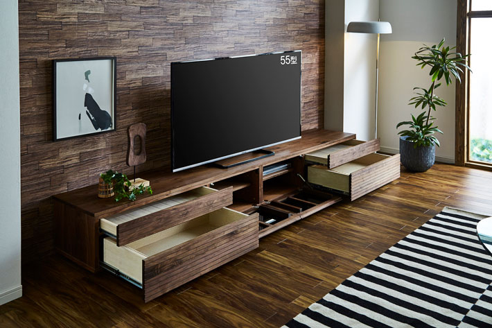 天然木・無垢テレビボード風雅タイプ2 2700mm ウォールナット5
