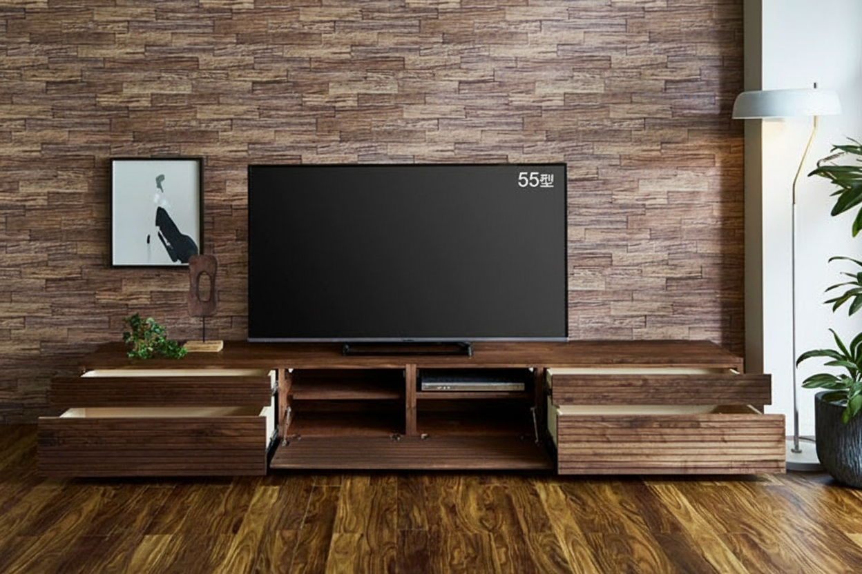 天然木・無垢テレビボード風雅タイプ2 2700mm ウォールナット2