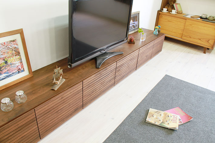 天然木・無垢の大型テレビボード風雅タイプ2ウォールナット3000mm#15