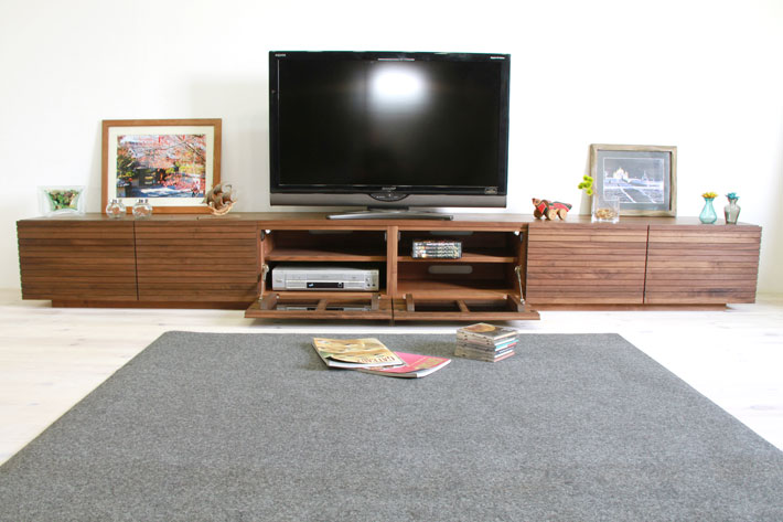 天然木・無垢の大型テレビボード風雅タイプ2ウォールナット3000mm#03