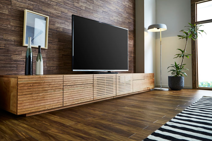 天然木・無垢の大型テレビボード風雅タイプ2ブラックチェリー幅3000mm 