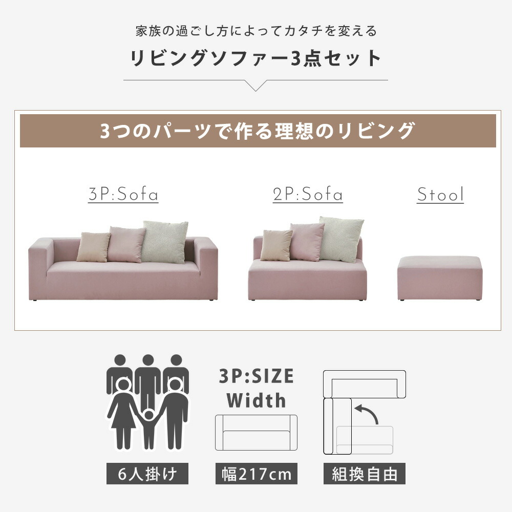 Grace ソファ ソファセット/コーナータイプ(スツール+2P+3P)